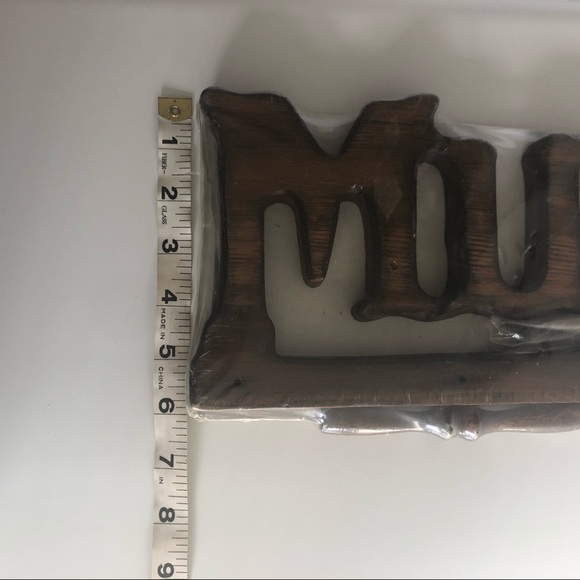 1971 Vintage Wooden MUGS Wall Mount Coffee Cup Holder Retro Rustic Kitchen Sign - Picture 5 of 6